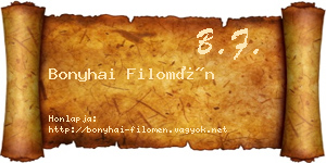 Bonyhai Filomén névjegykártya